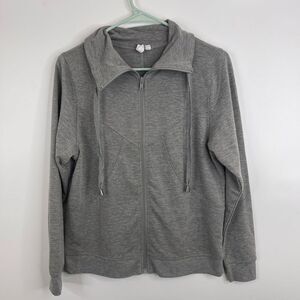 Cable and Gauge Women Lightweight Sweatshirt Size XS Solid Gray Full Zip Long Sl